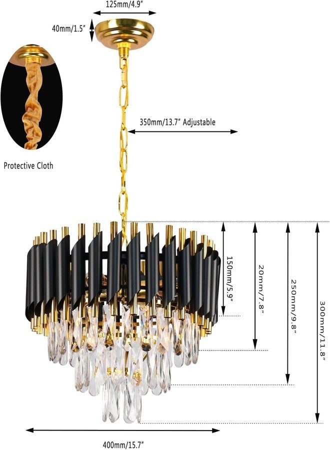 Lyse Decor Chandelier for Living Room Modern Ceiling Light Jhumar for Hall Light for Living Room and Hall Round Jhoomer Show Lights for Home Decoration Ceiling (Black 400 mm) - Image 4